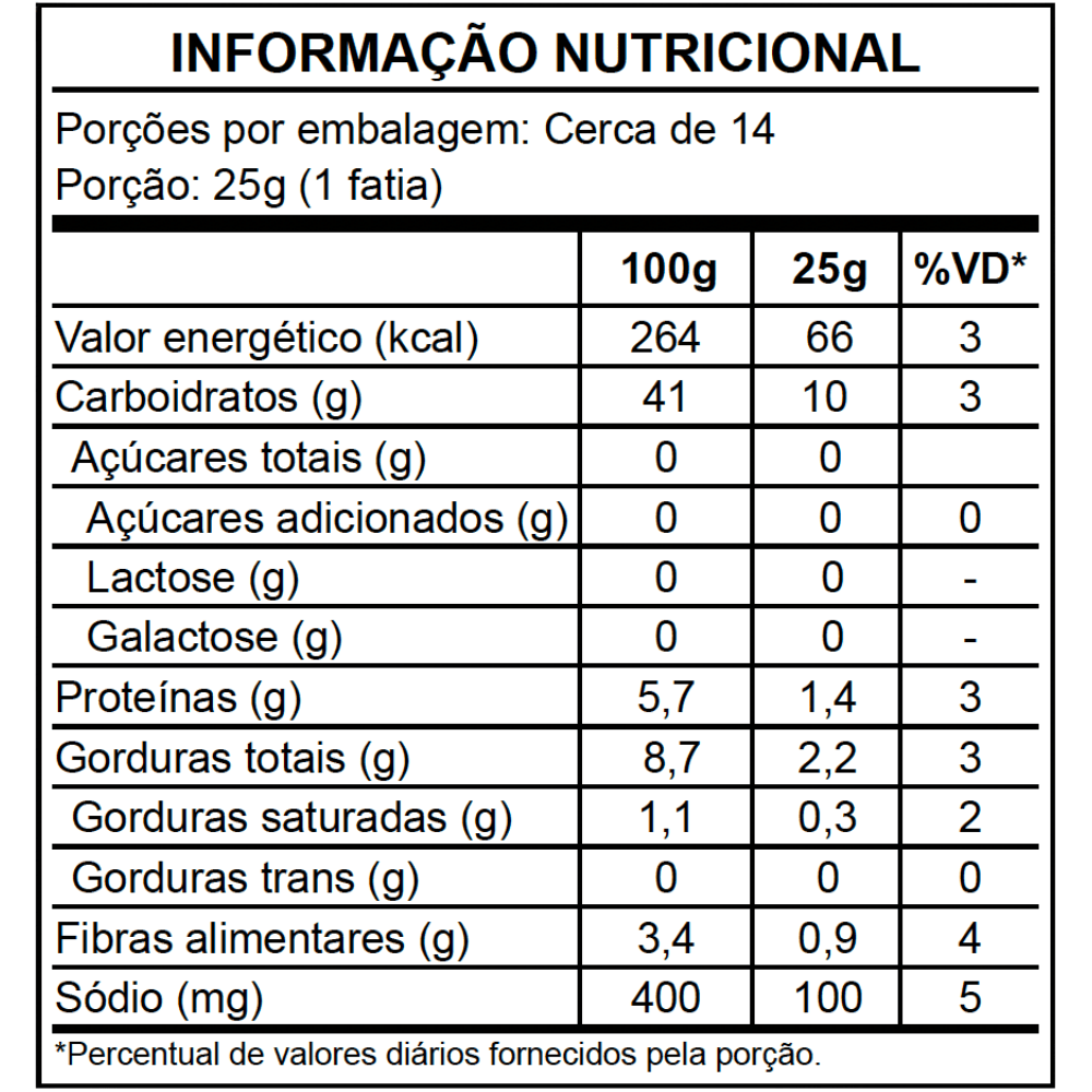 Pão Vegano Zero Açúcar com Grãos sem glúten - Di Mangiare